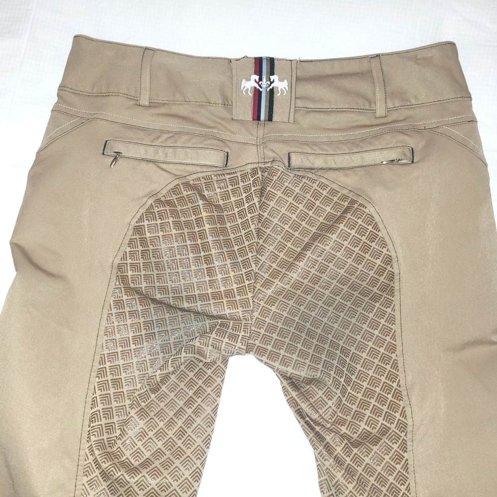 Equine Couture Beatta Tan Beige Full Seat Silicone Grip Britches Riding Pants 30 - Picture 4 of 11